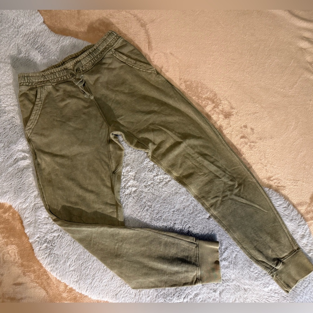Olive Green Mineral Wash Track Pants & Hoodie Set - Picture 6 of 7
